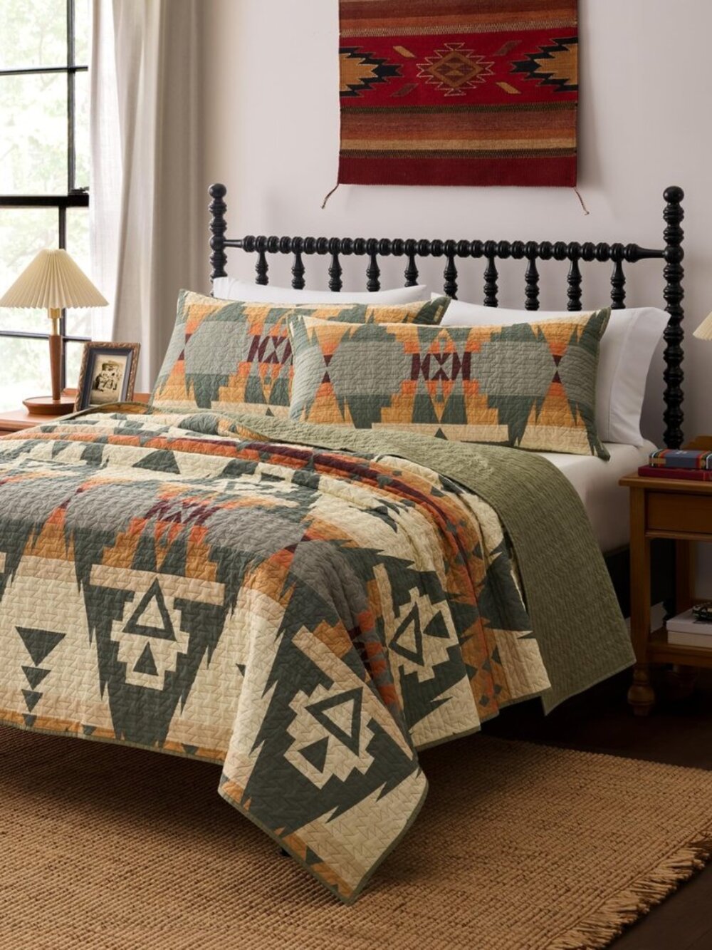 Siskiyou Queen Quilt Set, 100% Cotton Bedding Set, 3-Piece, Green